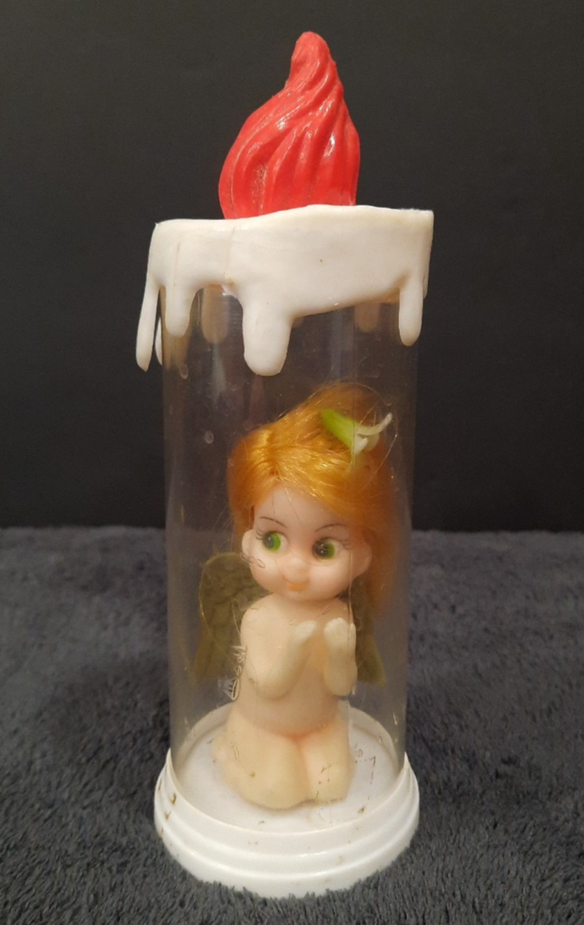 VTG Yuletide Christmas Angel Doll Toy Plastic Candle Case 1960s